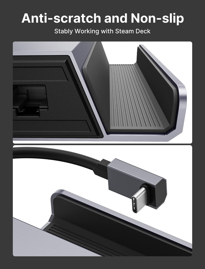 [AUSTRALIA] - JSAUX Docking Station for Steam Deck/ROG Ally, 5-in-1 Steam Deck Dock with HDMI 2.0 4K@60Hz, 100Mbps Ethernet, Dual USB-A 2.0 and 100W USB-C Charging Compatible with Steam Deck OLED-HB0602 Gray 