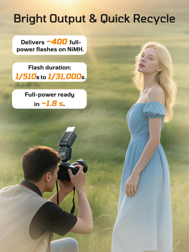 Godox TT520III Camera Flash with 433MHz Wireless Triggering - 33 GN, 16 Channels, Adjustable Flash Head, Multiple Modes & Accessories - Compatible with Canon, Nikon, Sony, Fujifilm, Olympus and More Godox TT520III