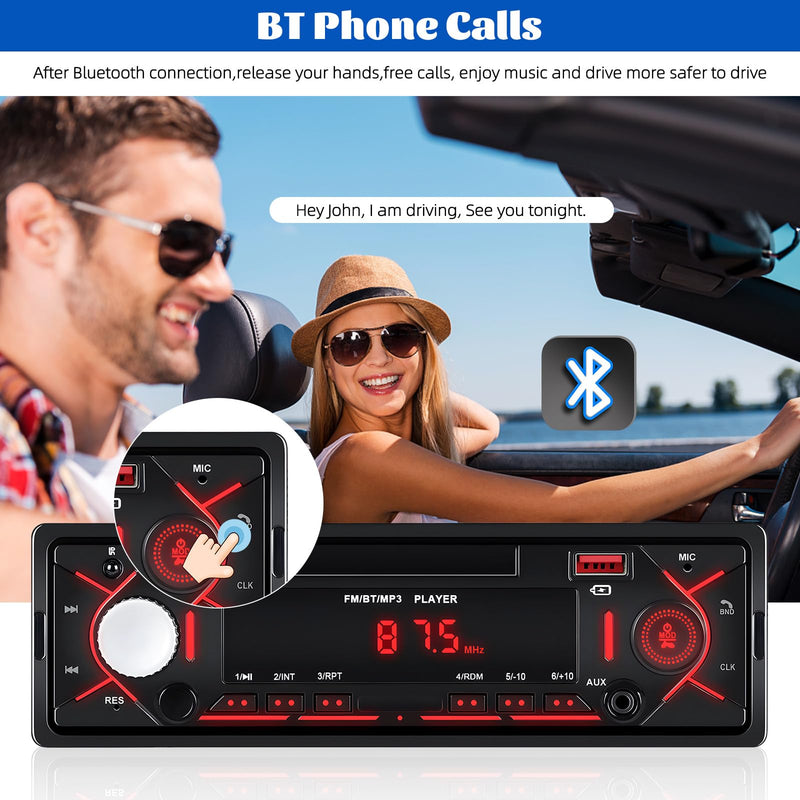[AUSTRALIA] - Single Din Bluetooth Multimedia Car Stereo Radio,Car Audio MP3 Player Support Hands-Free Calls/USB/FM/TF/AUX-in,Car Radio Receivers with Digital LCD Display 
