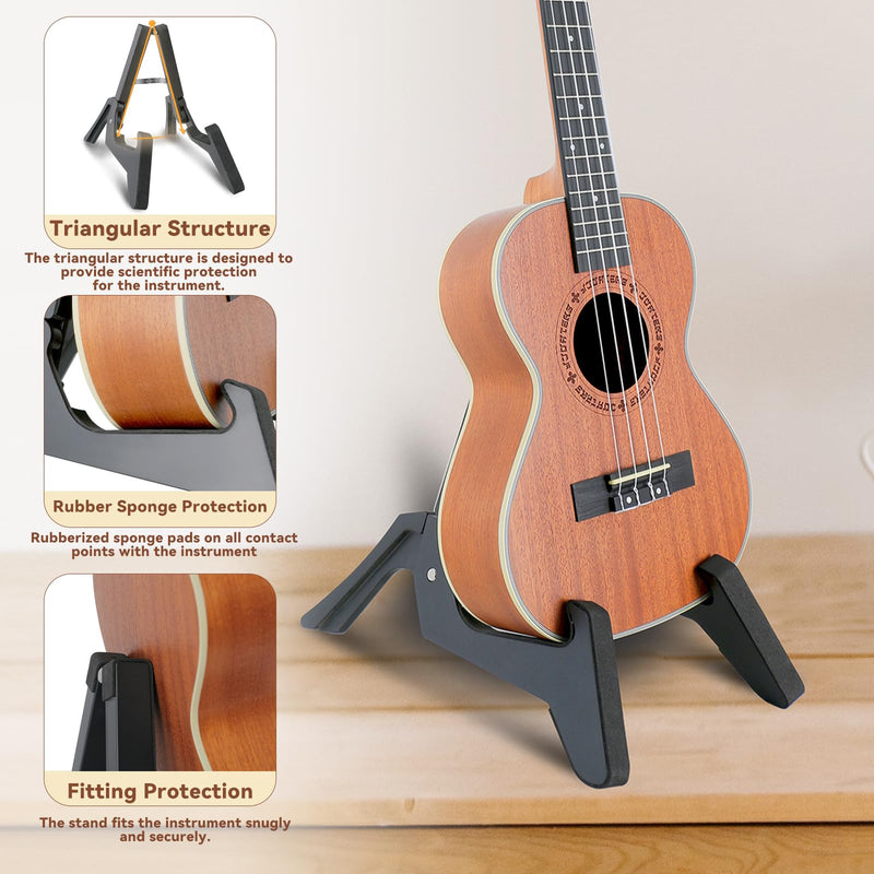 EASTROCK Folding Ukulele Stand ABS Stand for Mandolins/Violins Adjustable Portable Instrument Stand for Ukulele Accessories Mini Guitar Stand for Small Musical Instruments Concert Soprano/Tenor Ukulele/Banjo