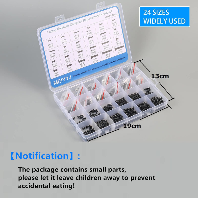720pcs Laptop Notebook Screws Set,Replacement Computer Screws Kit,M1.4,M1.7,M2,M2.5,M3 countersunk Flat Head Phillips Mini Screw Set for Electronic Repair. 720pcs