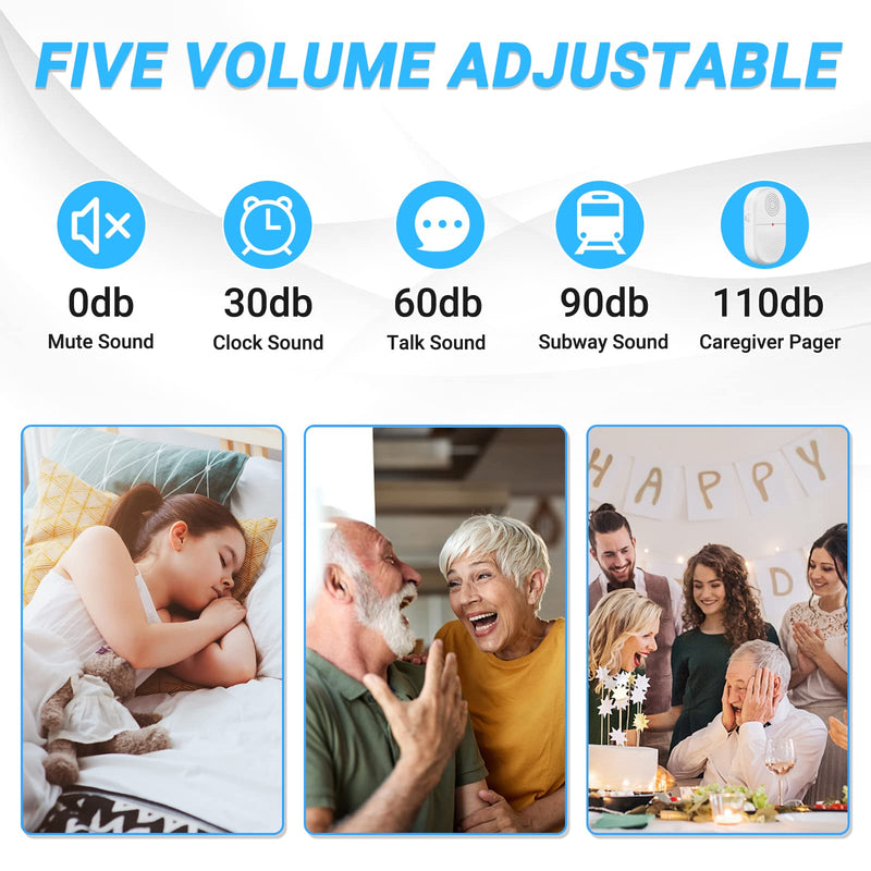 ChunHee Wireless Caregiver Pager Call Button Nurse Alert System Call Bell for Home/Elderly/Patient Emergency Vibration Pager 1 Transmitter+1 Receiver(800+Feet Operating Range) 1Transmitter+1Receiver