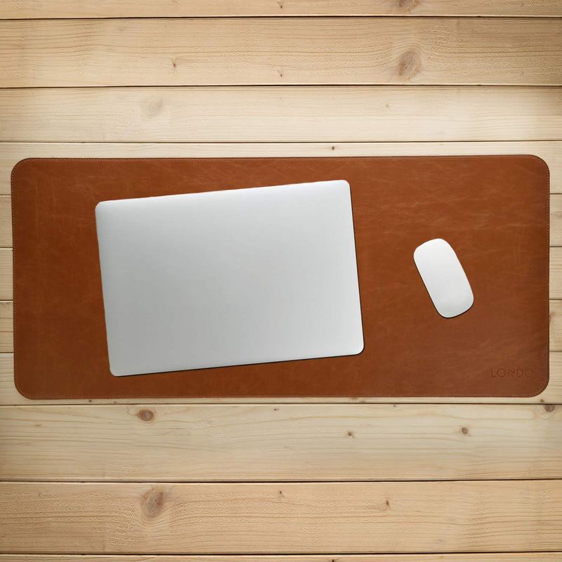 Londo Leather Extended Mouse Pad - Desk Mat Light Brown