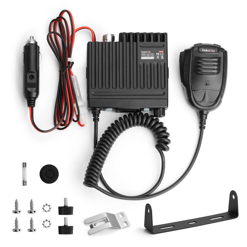 Radioddity CB-27 Pro 40-Channel Mini Mobile CB Radio with AM/FM Instant Emergency Channel 9/19, 4W Power Output, VOX, RF Gain + Radioddity RAM5 CB Radio Antenna Magnet Mount SO-239 Connection