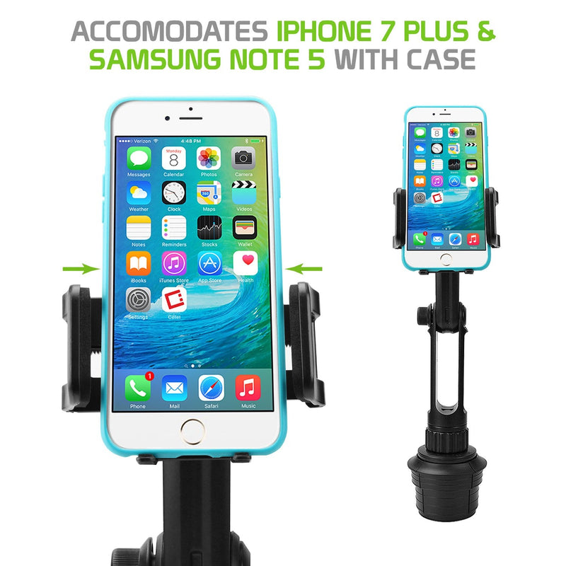 Cellet Car Phone Holder Mount, Car Cup Phone Holder Mount, Compatible with Apple iPhones, Samsung Galaxy Smartphones, Motorola Moto Google Pixel (Fits for Tesla Model 3 Y S X) Extra Long Neck Height - 13 in