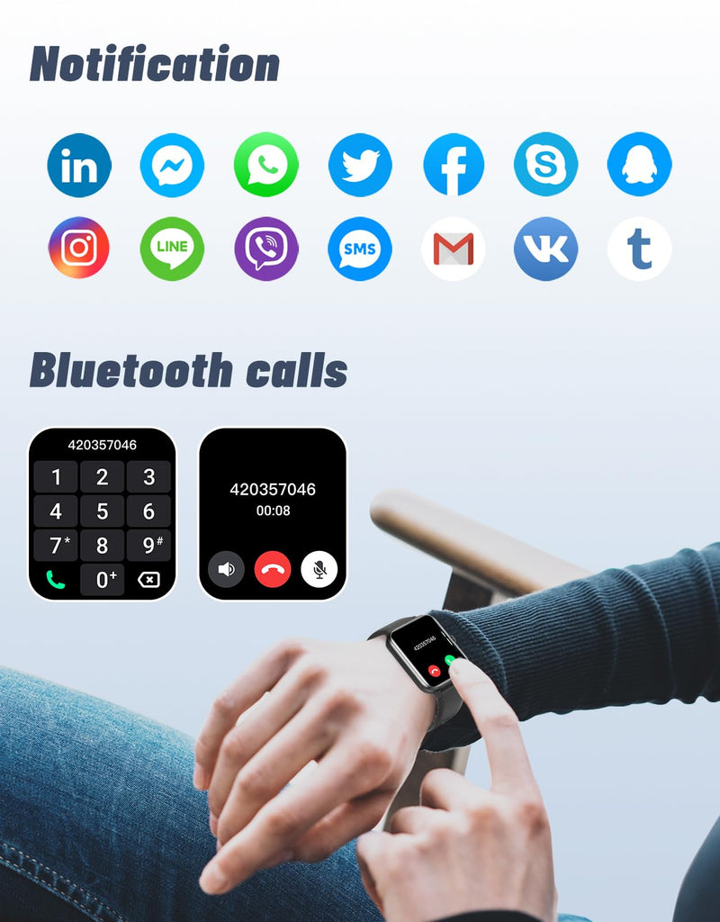 [AUSTRALIA] - GRV Smart Watch for iOS and Android Phones (Answer/Make Calls), Watches for Men Women IP68 Waterproof Smartwatch Fitness Tracker Watch with Heart Rate/Sleep Monitor Steps Calories Counter (Black) Black 