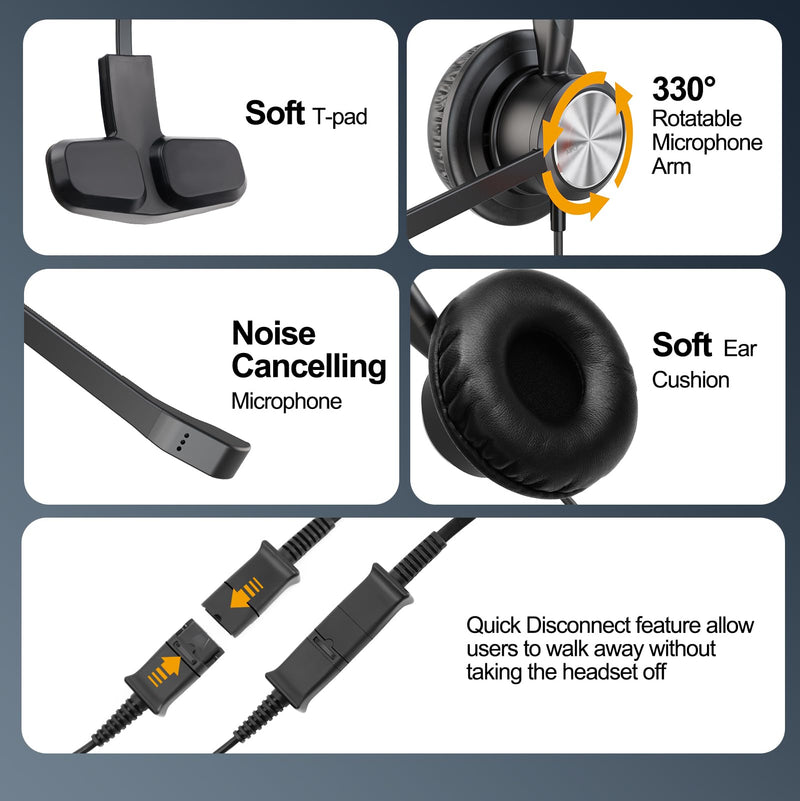 [AUSTRALIA] - MKJ Cisco Phone Headset Corded RJ9 Telephone Headset with Noise Cancelling Microphone for Cisco CP-7821 7841 7942G 7931G 7940 7941G 7945G 7960 7961G 7962G 7965G 7975G 8811 8841 8861 9951 9971 