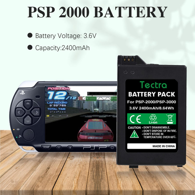 PSP 2000 Battery, 2400mAh 3.6V Rechargeable Battery Replacement for Sony PSP 3000 / PSP Slim 2000, PSP-2001, PSP-3000, PSP-3001, PSP-3002, PSP-3004, PSP-S110 Console 1 battery