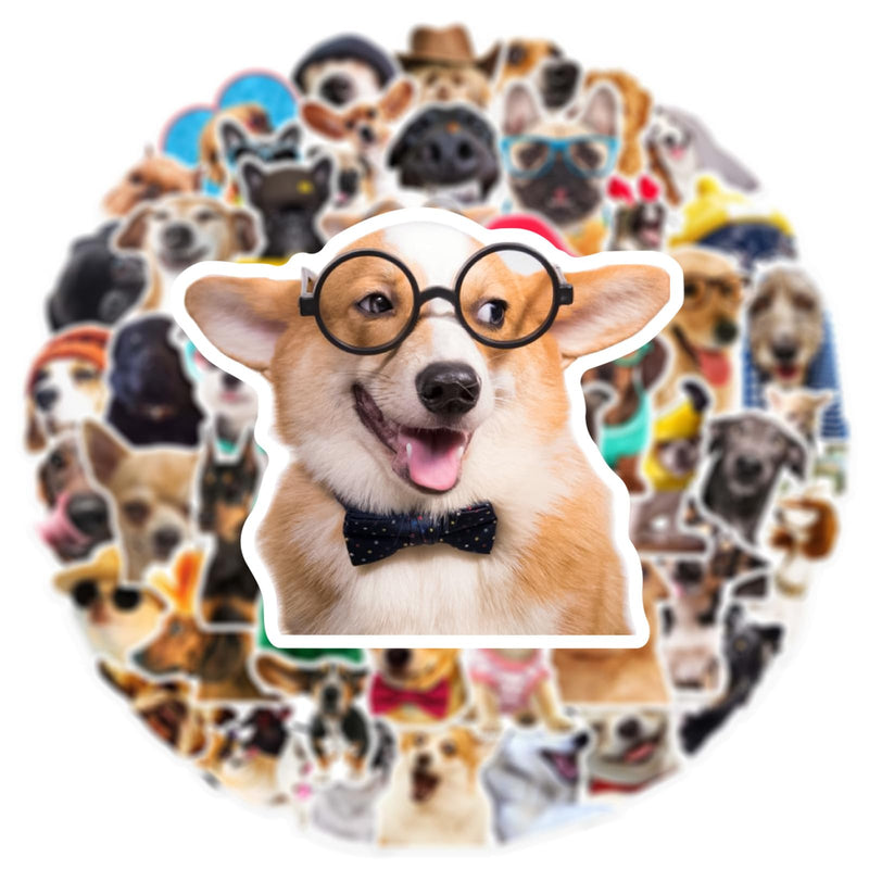 [AUSTRALIA] - 50 PCS Funny Dog Stickers Cute Animal Sticker for Journaling Laptop Scrapbook Water Bottles Guitar Suitcase Phone Snowboard Waterproof Vinyl Gifts for Women Girl Kids Adult Teens Brown 