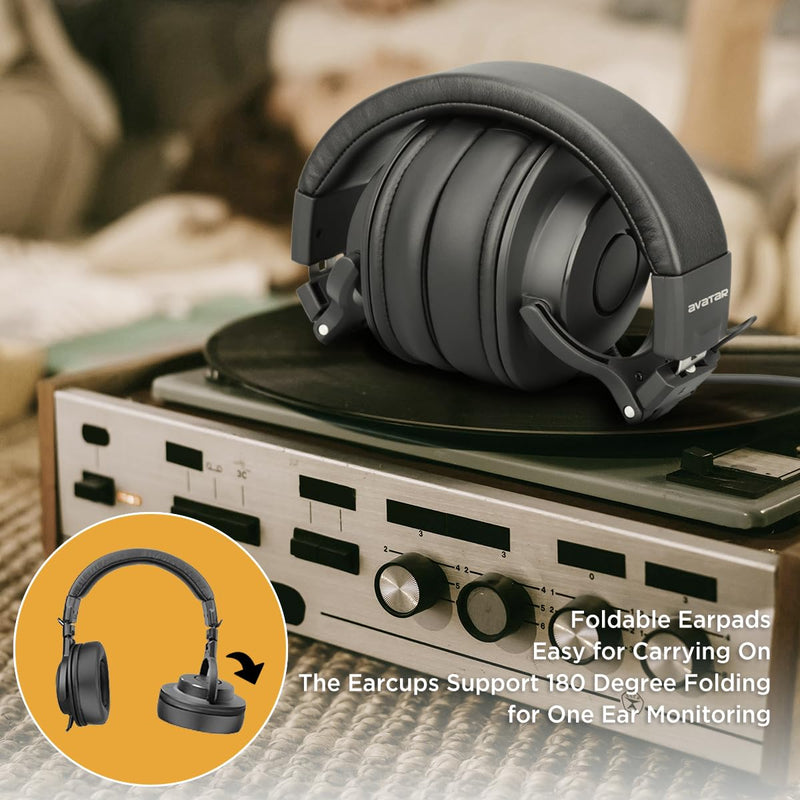 DMH10 Over-Ear Studio Monitor Headphones for Recording Electric Drum Headphone for Drummers, with Deep Bass, Noise Isolation, 3.5mm Jack 1/4" Adapter, 3m Long Cable