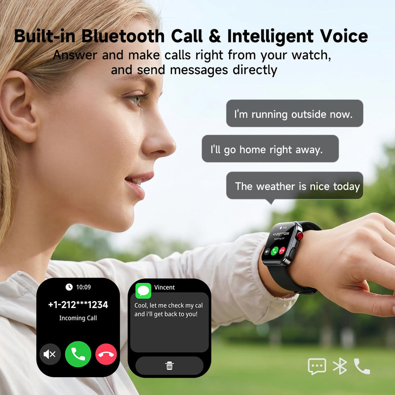 Smart Watch for Men Women, Fitness Tracker Smartwatch 1.83" HD IP68 Black | Answer/Make Call 24/7 Heart Rate/Sleep/SpO2 Monitor Waterproof 100+ Sport Modes Voice Assistant Compalible with Android & ios