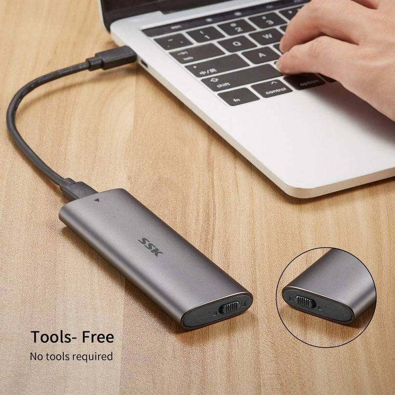SSK Bundles with Tool Free M.2 NVME SATA SSD Enclosure Adapter, USB 3.2 Gen 2 (10 Gbps) and Screw Installation M.2 NVME SATA SSD Enclosure Adapter, USB 3.2 Gen 2 (10 Gbps)