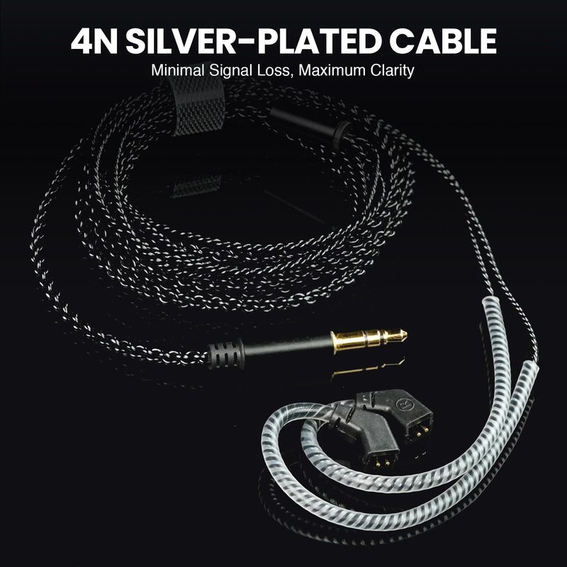 Phenyx Pro Hybrid Dual Driver in-Ear Monitor Earphones PME-20 | Noise-Isolating Stereo IEM, Detachable 2-Pin Cable, Tangle-Free Design, Singers, Musicians, Gaming