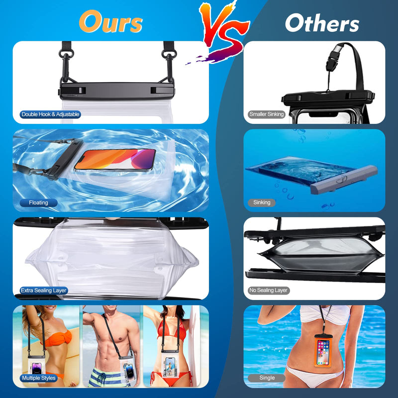 Large Floating Waterproof Phone Pouch [with Sealing Strip], Cell Phone Dry Bag for iPhone 15 14 13 12 11 Pro Max Galaxy S23 S22 All Phones, Universal Float Water Proof Bag for Beach Water Park White,up to 8.3"