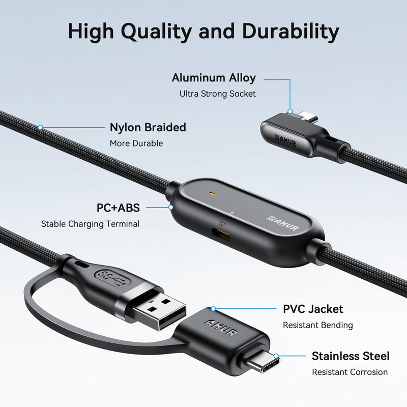 AMVR Link Cable with Charging 16FT Compatible with Meta Quest 3/3S/2/Pico 4 Accessories & AMVR Golf Club Attachment Compatible with Meta/Oculus Quest 3S/Quest 3