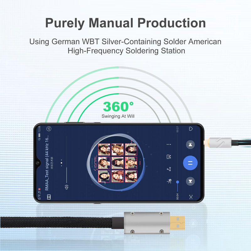 14AWG USB to DC Power Cable Gold Plated USB to 2.5mm DC Plug Audio Cord(2M) | Audio Cable OCC Copper Silver Plated Audiophile DC cable Linear USB Charger Cord- Fast Charging USB2.5mm 2M