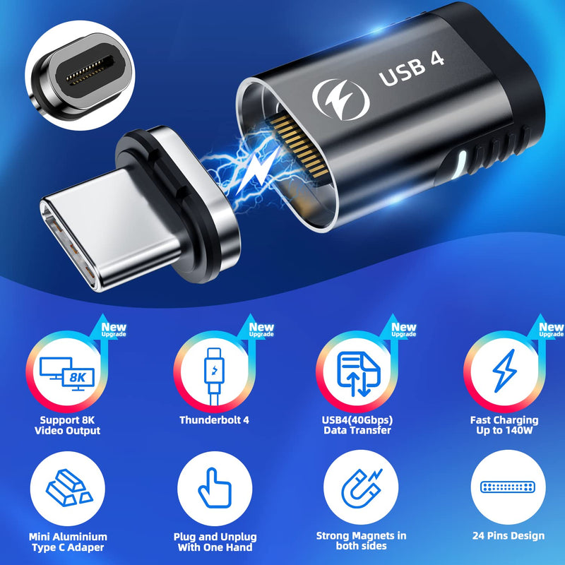 140W Straight + 240W 90 Degree USB C Magnetic Adapter - 4 Pack
