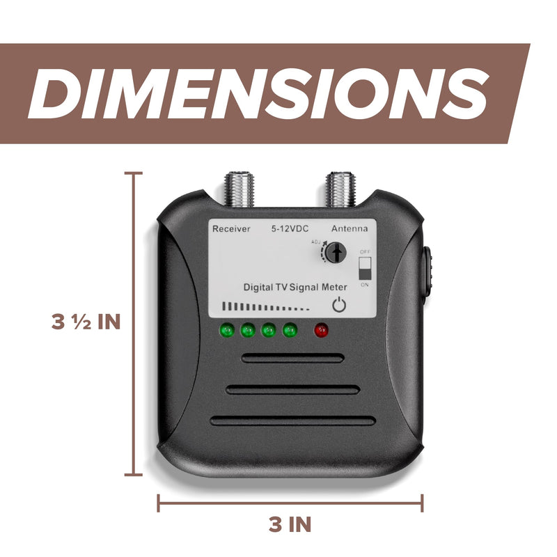 THE CIMPLE CO Antenna Signal Strength Meter for TVs, RVs, OTA Antennas - TV Channel Finder and Sensitivity Adjuster - Over-the-Air Signal Tester with LED Indicators and Coaxial Cable, Black