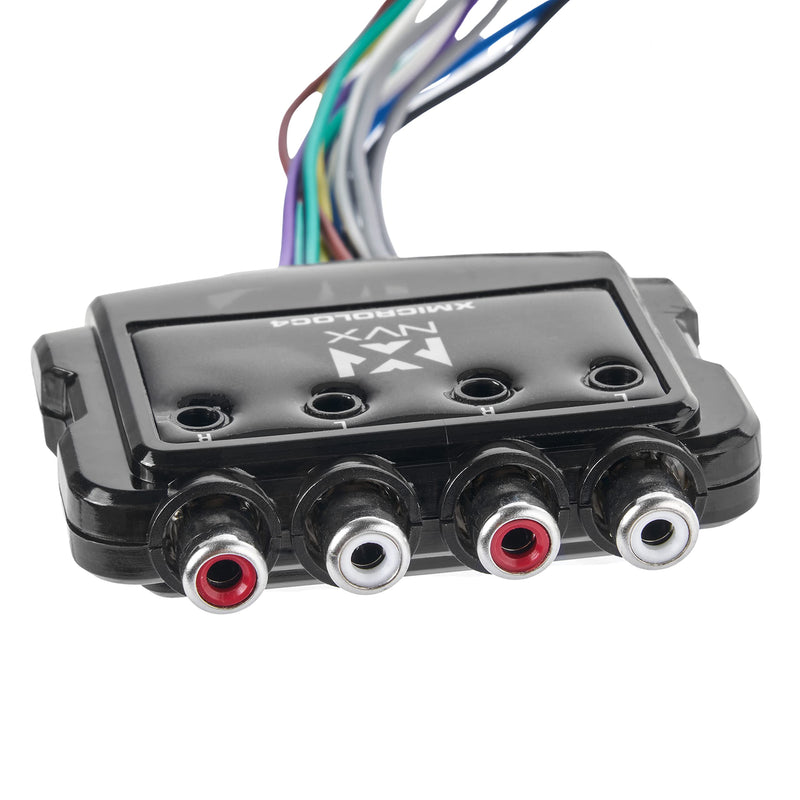 NVX XMICROLOC4 | 600W 4-Channel Speaker Cable to RCA Adjustable Line Output Converter with Remote Turn On Trigger