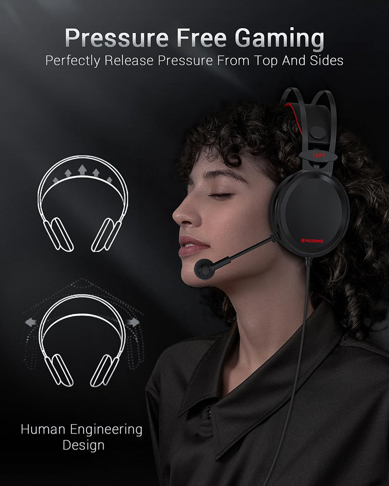 [AUSTRALIA] - NUBWO Gaming headsets PS4 N7 Stereo Xbox Headset Wired PC Gaming Headphones with Noise Canceling Mic, Over Ear Gaming Headphones for PC/MAC/PS4/PS5/NS/Xbox 1 (Adapter Not Included) -Red Red 
