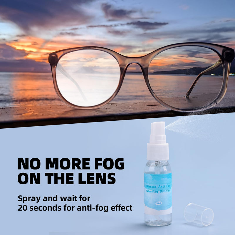 Glasses Cleaning Kit Eyeglass Cleaner, Anti Fog Lens Cleaner Spray with Microfiber Lens Cleaning Cloth, Eye Glass Repair Kit with Screws and Screwdriver, Nose Pads, Portable Glasses Cleaner Tool Light Black