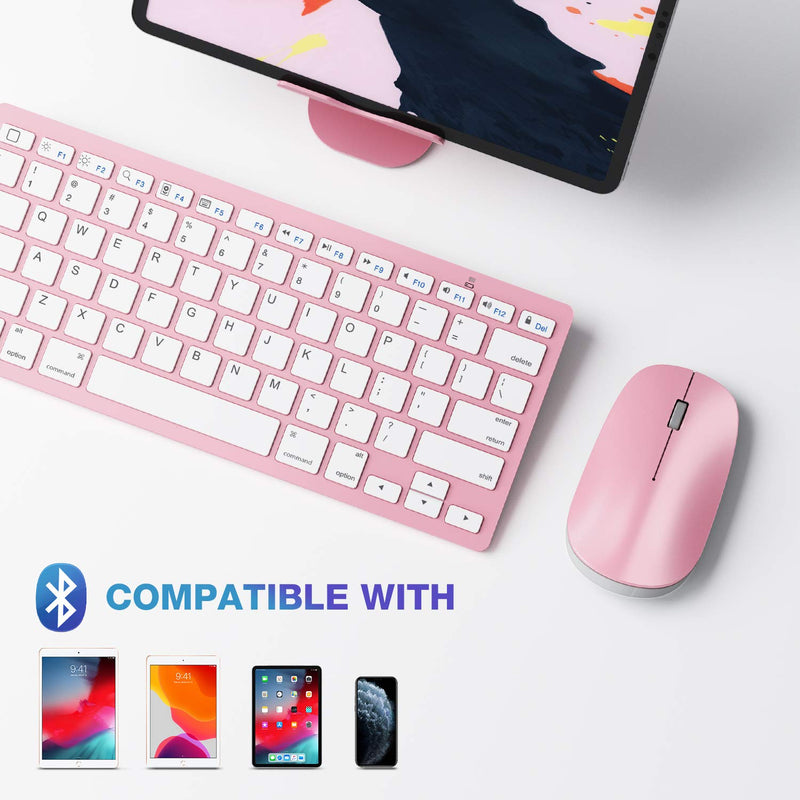OMOTON Bluetooth Keyboard and Mouse for iPad (iPadOS 13 and Above), Wireless Keyboard and Mouse Compatible with iPad 10.2, iPad Pro 12.9/11.0, and Other Bluetooth Enabled Devices, Rose Gold