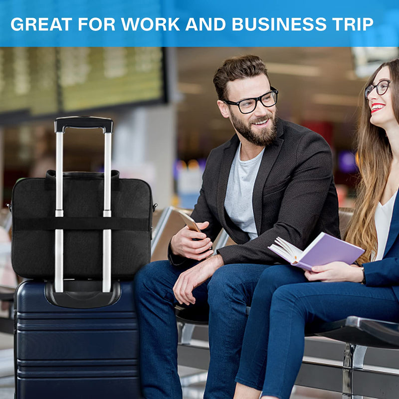 BAGSMART Laptop Bag, 15.6 Inch Briefcase Men, Lockable Computer Bag Work Bag, Water-Repellent Shoulder Messenger Bag Travel Office Business, Black Black-15.6 Inch