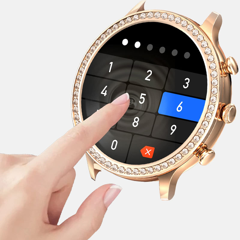 Loluka Pink Smart Watches for Women with Diamonds, Answer/Make Call Ladies Bluetooth Smartwatch for Android and iOS Phones, Rhinestone Fitness Activity Tracker Sleep Tracker Pedometer