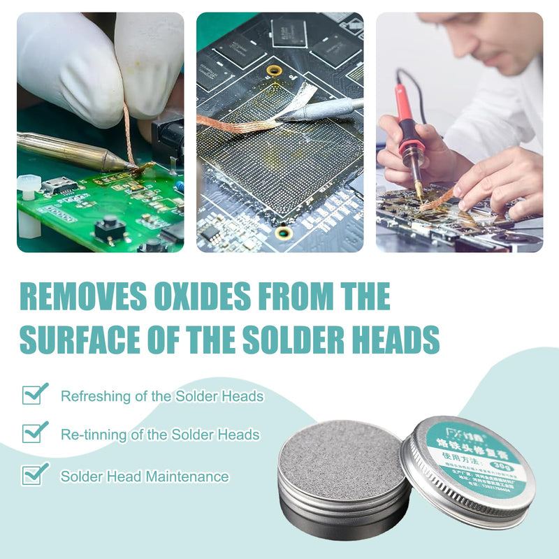 Soldering Tip Cleaner, Soldering Tips, Reactivator, Oxidised Soldering Accessories, Cleaning Tips, Soldering Iron Tip for Activated Oxidation, Minimises Smoke Development (30 g) with Solder (1.5 mm x