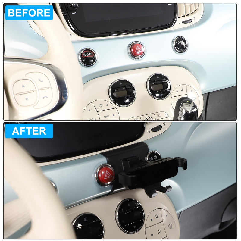 Car Center Console Cell Phone Holder Compatible with Fiat 500 2016-2023 Center Console Air Vent Under Phone Holder Adjustable 360 Rotation Vent Clip Fits for All Smartphones (Style B) Style B