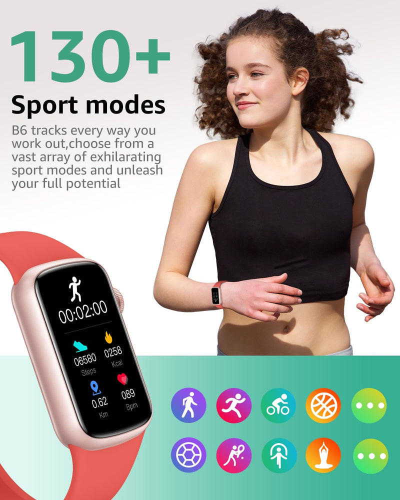 Fitness Tracker with Step Counter/Calories, Activity Health Tracker with Blood Pressure Heart Rate Monitor, Sleep Tracker, 137+ Sport Modes, Pedometer SmartWatch, Gift for Women Men FluorescentOrange