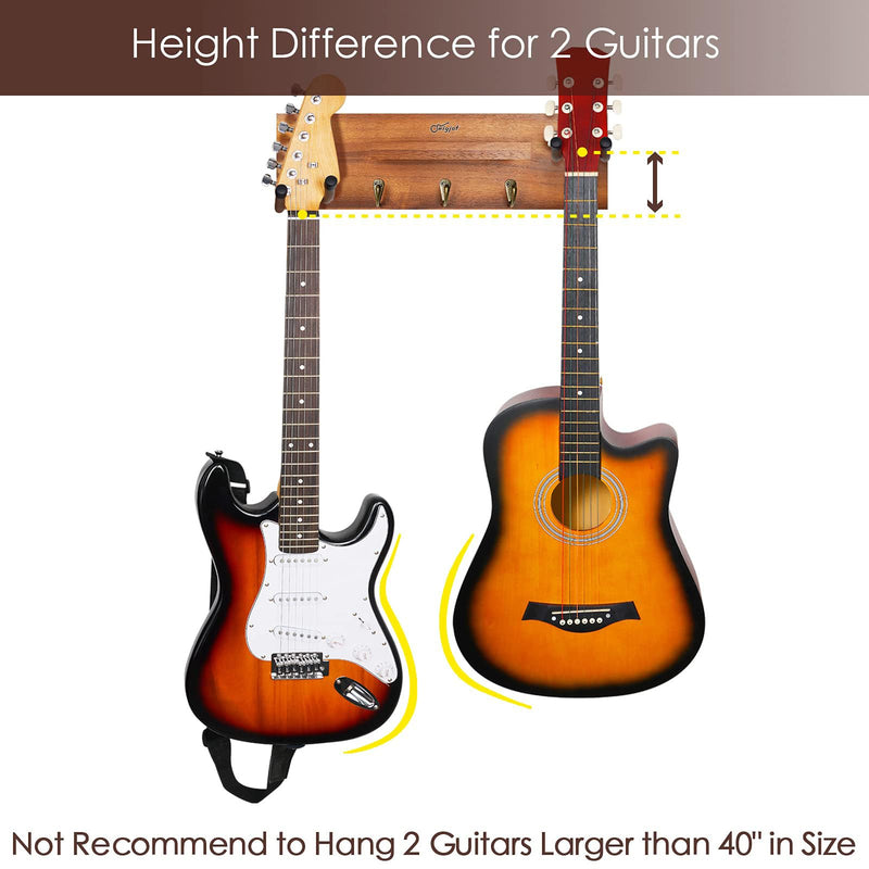 SNIGJAT Guitar Wall Mount with Rotatable Hook, Wood Guitar Hanger with Shelf and Pick Holder, Wall Stand Rack for Acoustic, Electric, Bass