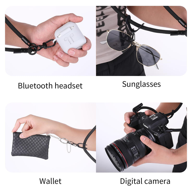 Adjustable Phone Crossbody Lanyards, Thick Nylon Phone Lanyard Strap Around the Neck Black