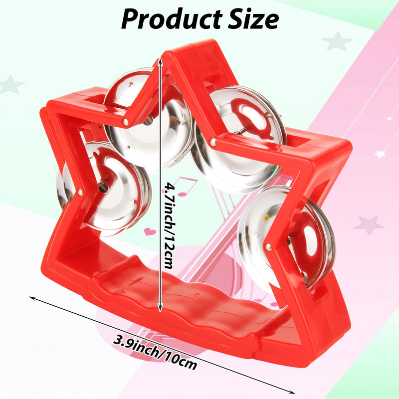 20 Pack Plastic Percussion Tambourine, 4 Colors Tambourines for Adults, Tamborines Musical Instrument, Small Tambourine with 4 Bells, Handheld Tambourines for Charity Christian wedding Party