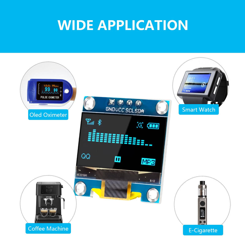QIQIAZI 0.96 Inch OLED Display I2C Module, 3 Pieces I2C Display Module 128 x 64 Pixel I2C Screen Display Module Compatible with Arduino and Raspberry Pi (Blue)