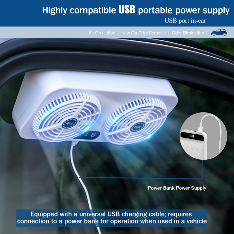 2.4v 5w Usb Charging Air Vent Exhaust Small Window Fan, 3 Levels Adjustable Window Fans with Exhaust Intake Install to Door Glass(equip Motor)