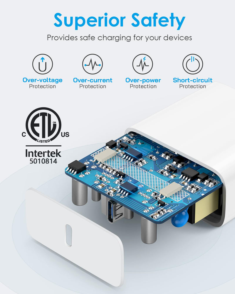 i Phone 15 Charger Fast Charging 3-Pack, 20W USB C Charger Block with 6Ft USB-C to USB-C Charger Cord Compatible with i Phone 15/15 Pro/15 Plus/15 Pro Max, i Pad Pro 12.9" 5/4/3, i Pad Pro 11" & More