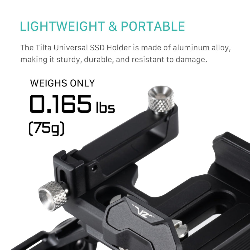 Tilta Universal SSD Drive Holder V2 - Black | Compatible with Most Camera Cages via 1/4"-20 Threads | Extendable Cable Clamp | Rubber Protection | Lightweight, Durable, & Portable Version 2