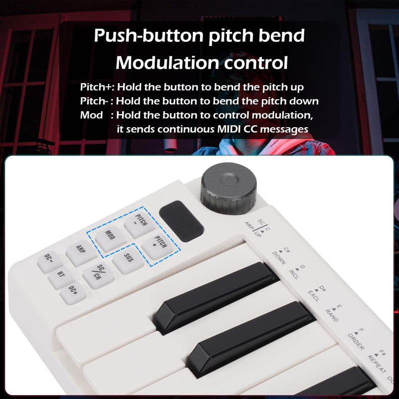 M-VAVE 25 Keys Mini Keyboard – Professional Beat Maker and Keytar for Keyboard Music Production Builtin Battery Wireless Connect White Mini no PADS