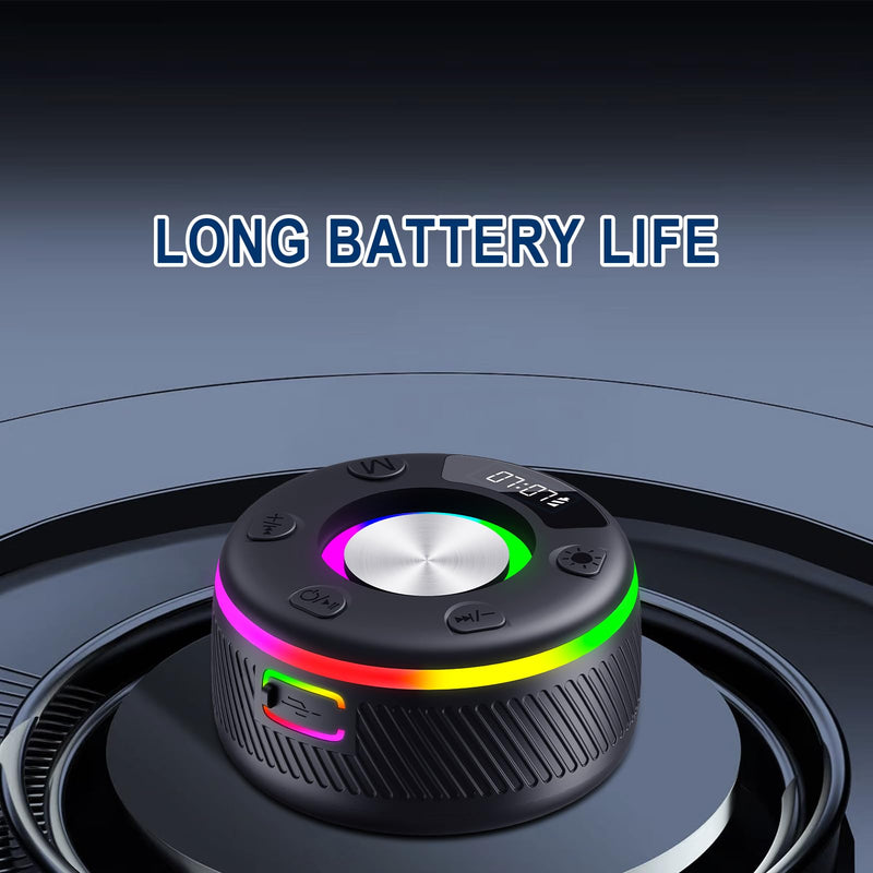 [AUSTRALIA] - Bluetooth Speaker, Shower Speaker, IP7 Waterproof Portable Speakers Bluetooth 5.4 with HD Sound, RGB Light/LED Display/Hands-Free Call/Suction Cup Perfect for Bathroom Sing-Along Stocking Stuffers 