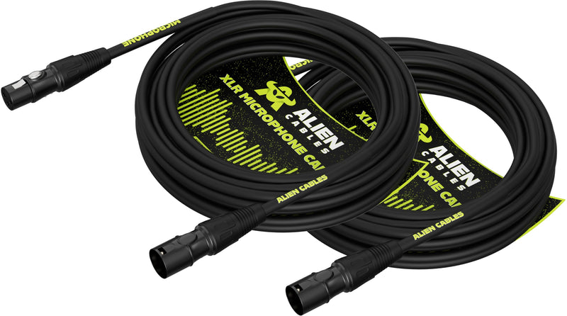 2-Pack Premium XLR Microphone Cables, Star-Quad Shielded XLR to XLR Cable 25 Foot, Pro Audio Mic Cord, Noise-Resistant OFC Conductors, Black 2 25 Feet