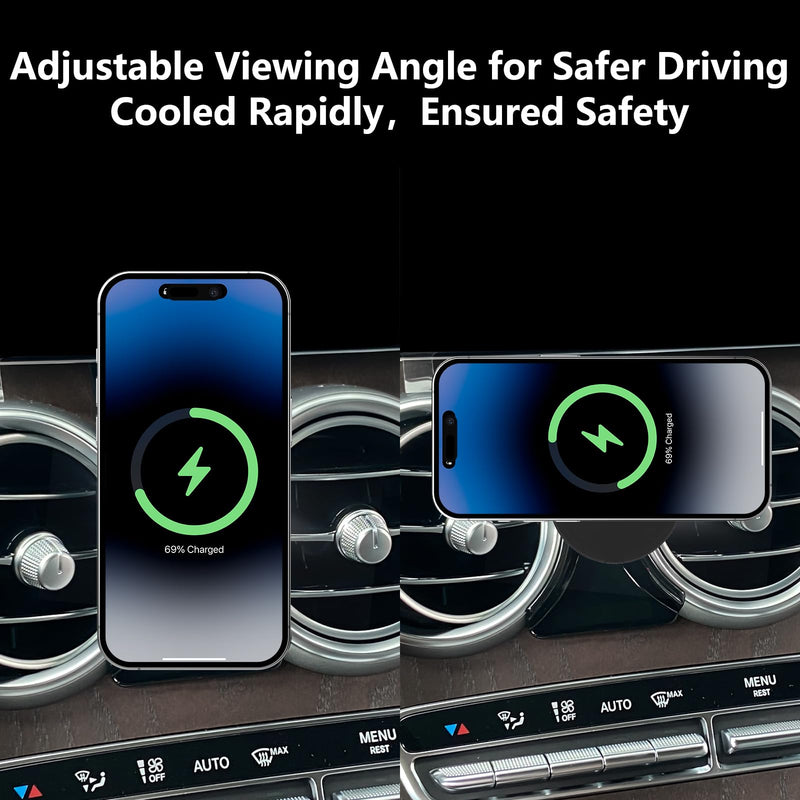 CLEC for Mercedes-Benz GLC-Class 2016-2022 C-Class 2015-2021 Magnetic Wireless Car Charger Phone Holder Mount for Benz GLC-Class 2016-2022 C-Class 2015-2021 15W Fast Charging Car Phone Holder Charger