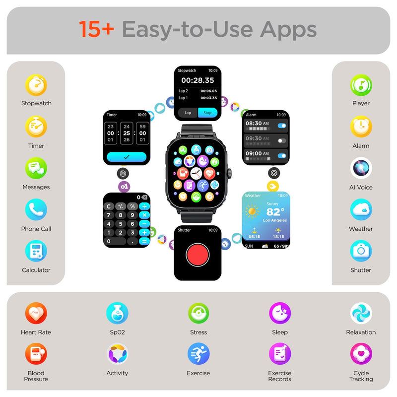 HyperGear FIT X2 Smartwatch + Fitness Tracker 2" Large IPS LCD Display, Heart Rate, Blood Oxygen, Sleep Quality & More, 100+ Exercise Modes, GPS Route Mapping & Strength Training Programs