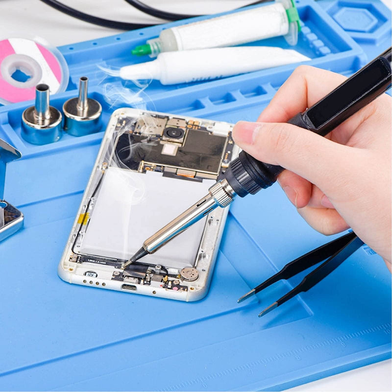 Soldering Mat, 45 x 30 cm Antistatic Repair Mat, Soldering Work Mat with Scale and Screw Position for Soldering, Soldering, Repairing Electronic Components, Circuit Boards 45×30cm