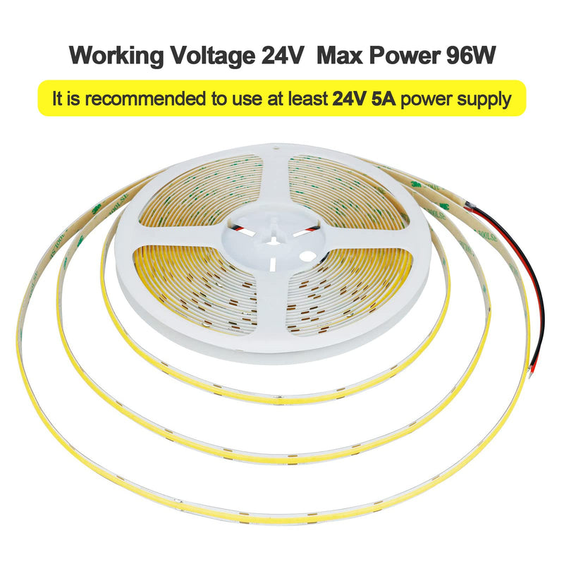 [AUSTRALIA] - 32.8ft(10M) 24V COB LED Strip Light Warm White 3000K 3840LEDs CRI 93+ 6800lm Uniform Glow Dotless IP20 Not Waterproof Flexible LED Tape Lights for DIY Cabinet Bedroom Home Decor(No Power Supply) 10 meters 