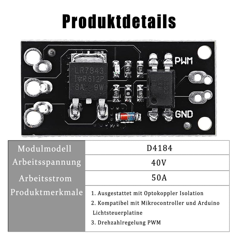 GERUI LR7843 FR120N D4184 MOSFET Control Module 30V 161A 100V 9.4A 40V 50A 3V or 5VSignal 3V or 4V Signal MOS Tube Field Effect Tube Module Replacement Relay for Arduino (D4184) Pack of 6