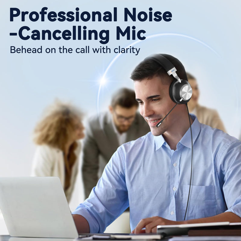 [AUSTRALIA] - Wantek Headset wtih Mic, USB Headset with Microphone for PC, Computer Headset with Noise Canceling Microphone with Mute for Work Home Office Online Skype Zoom Meetings 