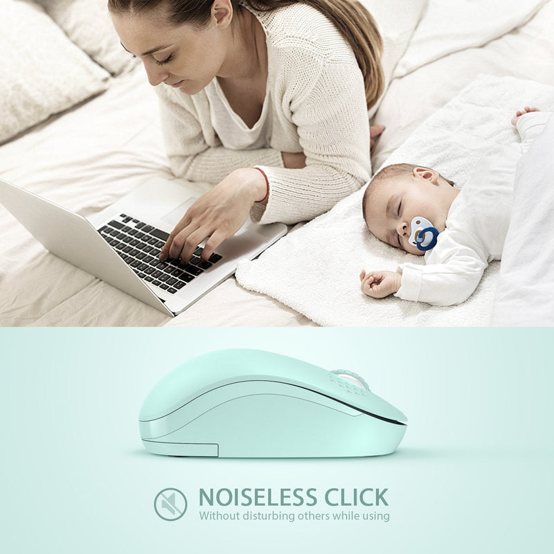 [AUSTRALIA] - seenda Wireless Mouse, 2.4G Noiseless Mouse with USB Receiver - Portable Computer Mice for PC, Tablet, Laptop with Windows System - Mint Green A Green 