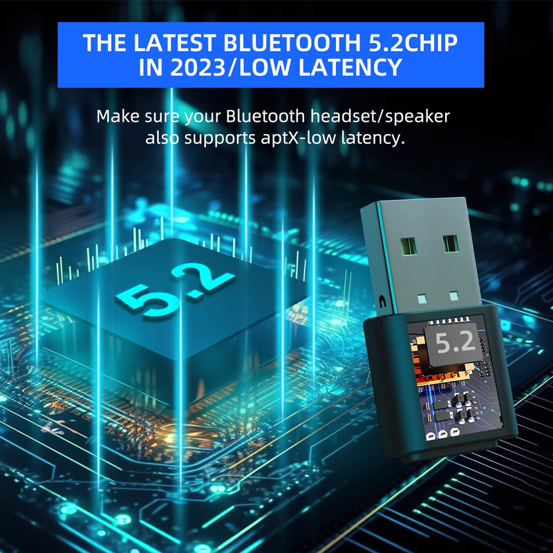 Smof USB Bluetooth Audio Adapter for PS5, PS4,Switch,Mac. Compatible Bone Conduction Headsets Wireless Audio Transmitter Dongle with aptX Low Latency Support, USB Bluetooth 5.2 Adapter