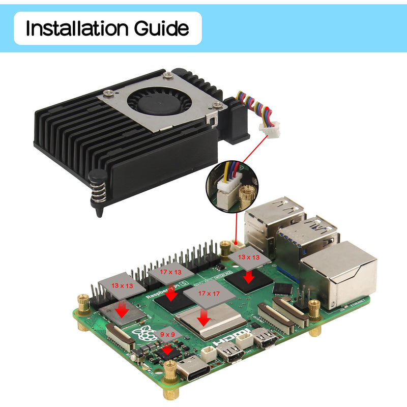 Geekworm H505 Active Cooler Fan for Raspberry Pi 5, Aluminium Heatsink with Blower PWM Fan